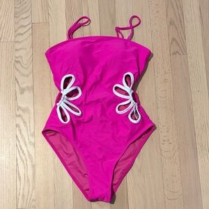 Pink Swimsuit with Floral Cutouts